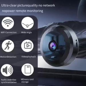 Smart Wireless Camera Black Mini Surveillance Camera WiFi Rechargeable Battery Long Standby Time Portable Security Protection Anti-Theft Magnetic Mount 360 ° Rotating bracket monitors every corner
