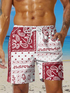 Quần Short Đi Biển Thể Thao Nhanh Khô 3D Cho Nam Quần Ống Đứng Lưng Giữa Vải Polyester Mùa Hè Quần Dài Thường Ngày