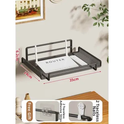 MEILADUOLA | No-drill Wall Mount Storage Rack for Router Wi-Fi Box TV Top Box