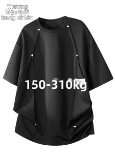 BINHANG | Áo Thun Nam Dáng Rộng Tay Ngắn Nếp Ly Có Đinh Ốc Casual XXL