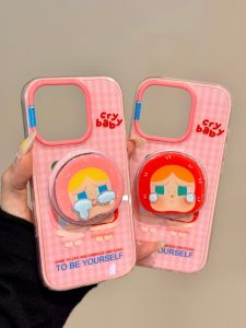 Kawaii Magnetic Girl Cry Face Phone Case for Apple 17Promax iPhone 17Pro New Korean Style Simple High-End Feel 16Promax 15 14 Niche Style 13 Cute Silicone Phone Case Women