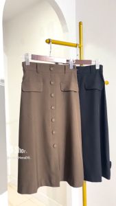 Chân váy HeraDG dáng midi thiết kế hàng khuy cài trẻ trung chất tuytsi cao cấp SJPBD3008