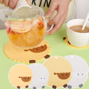 [Dizoey] 2pcs Cartoon Sheep Coaster Silicone Thickened Heat-resistant Cup Mat Cute Dinner Table Decor Placemat