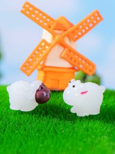 Glowing Resin Sheep Garden Landscape Decorations Simple Modern Style Home Decor Accessories Placement on Shelf Micro Landscape