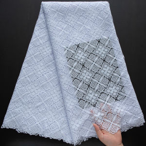 2025 Pure White African Guipure Cord Lace Fabric - Water-Soluble Embroidered Fabric with Artisanal Cutwork For Haute Couture