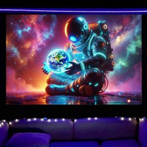VIKAMA Cosmic Meditation Astronaut Tapestry Nebula Gradient Meditation Space Sci-Fi Theme Bedroom & Study Wall Decor