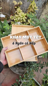 Khay Mứt Tết Gỗ Tre Hộp đựng bánh kẹo tết 6 ngăn cao cấp có nắp đậy
