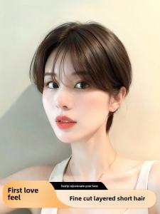 Natural Real Hair Full Head Wig for Women Short Straight Hair Sky Tree Brand Sweet Cute Style Hair Extension Boosts Personality