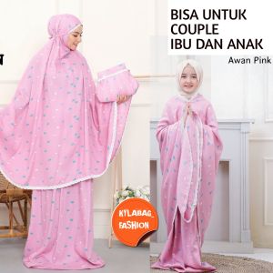 mukena mukenah telekung rukuh coouple pasangan ibu dan anak kakak dan adik remaja dan dewasa warna pink terbaru bahan lembut dan lentur dingin adem tidak mudah kusut
