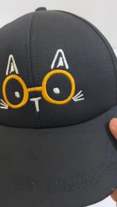 reyo store-topi anak bordir mata kucing topi anak perempuan lucu model korea topi bayi cowok import