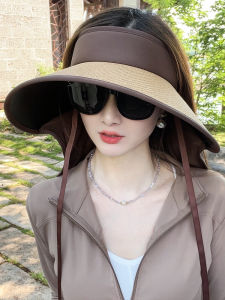 Foldable Summer Womens Sunshade Hat Large Brim Neck Protection UV Protection Empty Top Casual Style Travel Suitable Hat