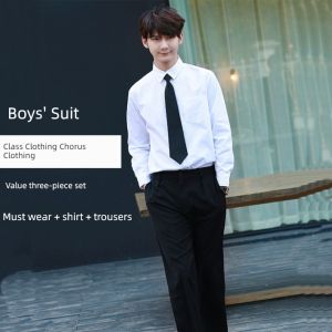Autumnal College Style Long Sleeve Shirt And West Pants Set for Male Middle And High School Students Photography Graduation Class Uniform