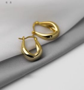 Tang Thick Minimalist Waterdrop U-Shaped Design Earrings Womens Fashion Trendy New 2025 Clip-On Hoops Simple Elegant