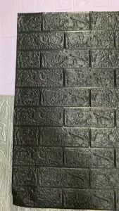 RW Wallpaper Foam Hitam Bata 3D Bata Warna Hitam Premium Wall Paper Sticker Tebal 3MM