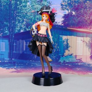Bandai | 20CM Anime Nami Black Clothes Action Figure ONE PIECE FILM RED Dress Up Figurine PVC Collectible Model Toy Kid Gift