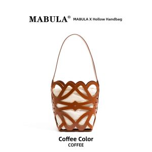 MABULA | Mabula Hollow Out Soft Leather Bucket Bag Crossbody Bag Versatile Handbag Fashionable Trendy Summer 2025 Single Shoulder Bag