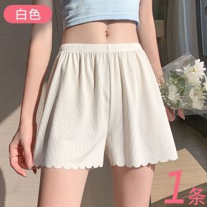 Womens Summer Ice Silk Safety Pants Thin Loose Bottom Shorts Underwear JK Anti-Light Walking Pants Large Size White Fairy