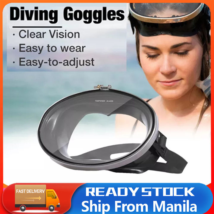 Tempered Glass Swimming Goggles HD Waterproof Stainless Snorkel Mask