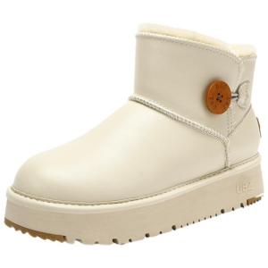 UBZ Winter Thick Bottom Snow Boots Womens Waterproof Leather Upper Fleece Lined Anti-slip Warm Cotton Shoes Casual Short Tube