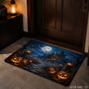VIKAMA Halloween Bí Ngô Bát Thảm Trải Sàn Mềm Mại Chống Trơn Trượt Lối Vào Thảm Cho Cửa Phòng Tắm Trang Trí Nhà Chống Phai Màu Có Thể Giặt Bằng Máy