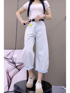 High Quality Womens Jeans 2025 Spring Autumn New Style Nine Points Match All Loose Slimming Floral Design Harlan Pants
