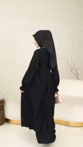 Nadya Shop // Abaya Mayesha Jetblack Set Tali Ikat Pinggang Kombinasi Mote Swarosky Terbaru //