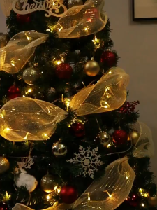 26CM 10Yards Christmas Tree Ribbon Decoration Christmas Flower Wreath Mesh DIY Decoration