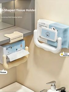 CHEZHURIJI | Bathroom U-Shaped Tissue Holder Paper Towel Storage Hanging Shelf