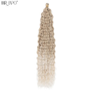 22"Ariel Curl Crochet Hair Synthetic Deep Wave Braid Hair Extension Ombre Ariel Curl Hair Soft Water Wave Twist Hair Blonde Pink