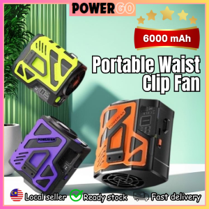 Portable Waist Fan Rechargeable Mini Fan with LED Light 100-Speed Control 6000mAh Long-Lasting Battery High-Speed Airflow