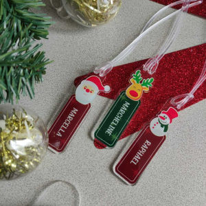 Custom Name Christmas Bag Tag Acrylic Bag Tag Bag Pendant Creative Christmas Keychain Backpack Decoration Accessories Gifts