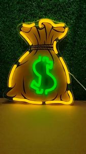 ป้ายไฟนีออน ป้ายไฟ ถุงเงิน ไฟประดับตกแต่ง ป้ายไฟสำรับตกแต่งหน้าร้าน