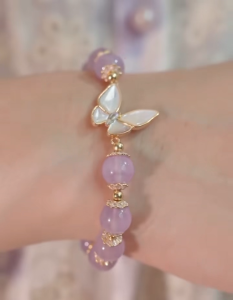 Viviann Original sterling silver  Design Fashion Crystal Beads Bracelet For Women Adjustable Charm Bracelet Friendship Jewelry Accessories Amethyst Bracelet For women Jade Crystal Beads Strand Bracelets Women Fine Jewelry Charm Jewellery