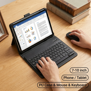Universal Bluetooth Keyboard and Mouse Kit with Magnetic Detachable Case for All 8-11inch Tablets Android Phones