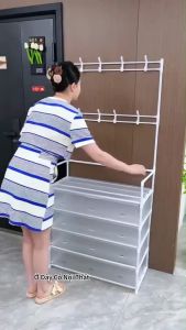 Kệ 5 Tầng Để Giày Dép Có Màng Chắn Bụi Kệ Giày Dép 5 Tầng Khung Thép Carbon Chắc Chắn