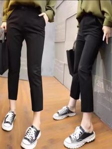 กางเกงขายาวทรงตรงเอวยางยืดสำหรับผู้หญิง กางเกงขายาวทรงเข้ารูป ทรงหลวม สไตล์ลำลอง สำหรับฤดูใบไม้ผลิ ฤดูร้อน ฤดูใบไม้ร่วง ฤดูหนาว