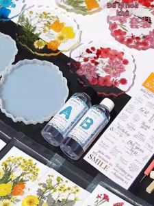 Chunshu |DIY Flower Coaster Kit Silica Gel Molds Crystal Resin AB Adhesive