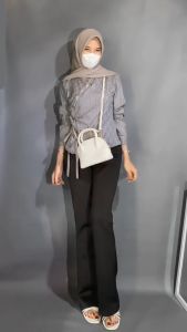 Outfit Bukber 4 In One Set Wanita Kekinian ( Tas+Bella Square+Blouse+Celana Cutbray) Ootd Remaja Korean Style Terbaru - SET AB401