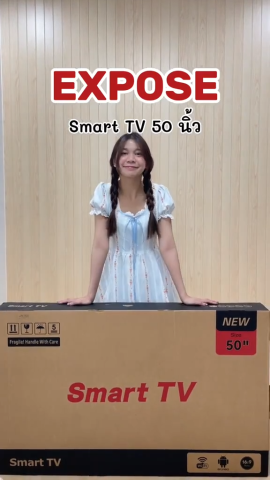 EXPOSE ทีวี 55 นิ้ว ถูกๆ ทีวี 50 นิ้ว สมาร์ททีวี Smart TV 4K HDR Android 12.0 แอนดรอย ทีวีจอแบน Google Netflix Youtube
