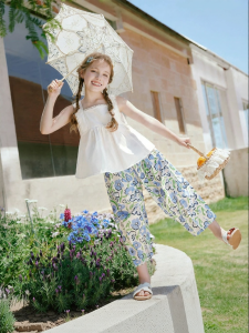 XIANGYING | Cotton Printed Wide Leg Pants