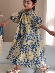 4 5 6 7 8 9 10 `11 12 yrs old Short Sleeve Causal Girl Dress Kids Party Birthday Evening Long Summer Sport Teenagers Outwear Flower Girl Dress