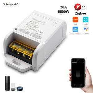 Công Tắc Thông Minh Zigbee Công Suất Cao 20A/30A Mô-đun Rơle 6000W Bộ Điều Khiển Thông Minh Tương Thích Với Ứng Dụng Tuya Smartlife Alexa Google Home