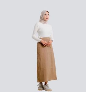 Luna Skirt | Rok Panjang Twill Combed Stretch Wanita Semi A-Line Korean Style