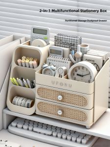 YA JIA LI JIA | Large Capacity Desk Organizer with Drawer Slanted Design