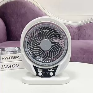 Solar electric fan 8inch USB rechargeable fan solar light with air circulation fan desk fan with led light portable electric fan rechargeable fan (Free Solar Panel) 606/607 fan