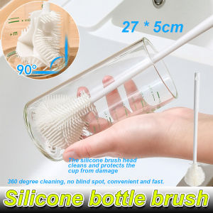HB Silicone Cleaning Cup Brush 360° Easy to Clean Long Handle Jar Brush