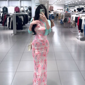 CHANGTONG | Vintage Style Unique Printed Cheongsam Dress Two-Piece Set