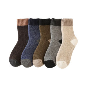 Mens Mid-Calf Socks Thick Warm Cashmere Woolen Simulation Autumn Winter Style Cotton Polyester Blend Comfortable Winter Socks