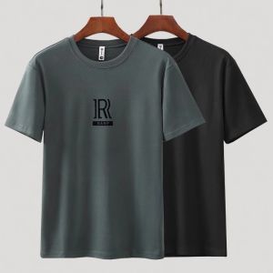 Fandu Mens round Neck Double-Faced Fleece Thermal T-Shirt Thick Short-Sleeve Warm Base Shirt Youth Fashion Polyester Spandex