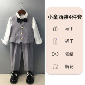 ชุดสูทเด็กชาย ชุดราตรี ชุดคลุมศีรษะ ชุดกี่เพ้า 3 ชิ้น วันเกิด 1 ปี ฤดูใบไม้ร่วง/ฤดูหนาว เสื้อผ้าเด็กชาย